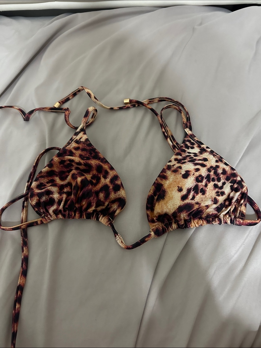 Victoria's Secret Leopard Print Triangle Bikini Top - Brown & Black
